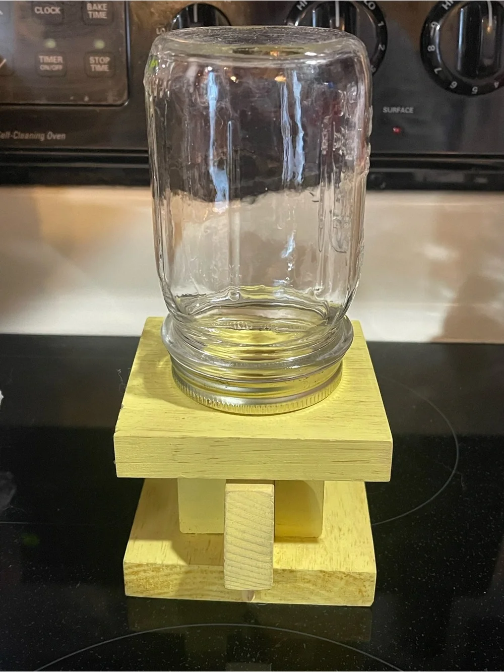 Handcrafted Wooden Candy Nut Dispenser Bill Brown Mason Jar Primitive